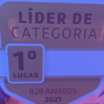 A imagem mostra o prêmio da PM3 no B2B Awards 2022, na categoria "Cursos e treinamentos"