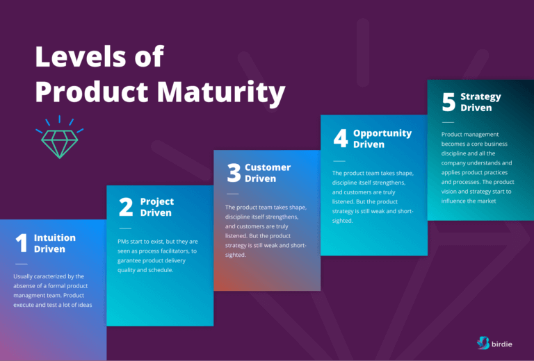 níveis de maturidade na gestão de produtos (Product Maturity